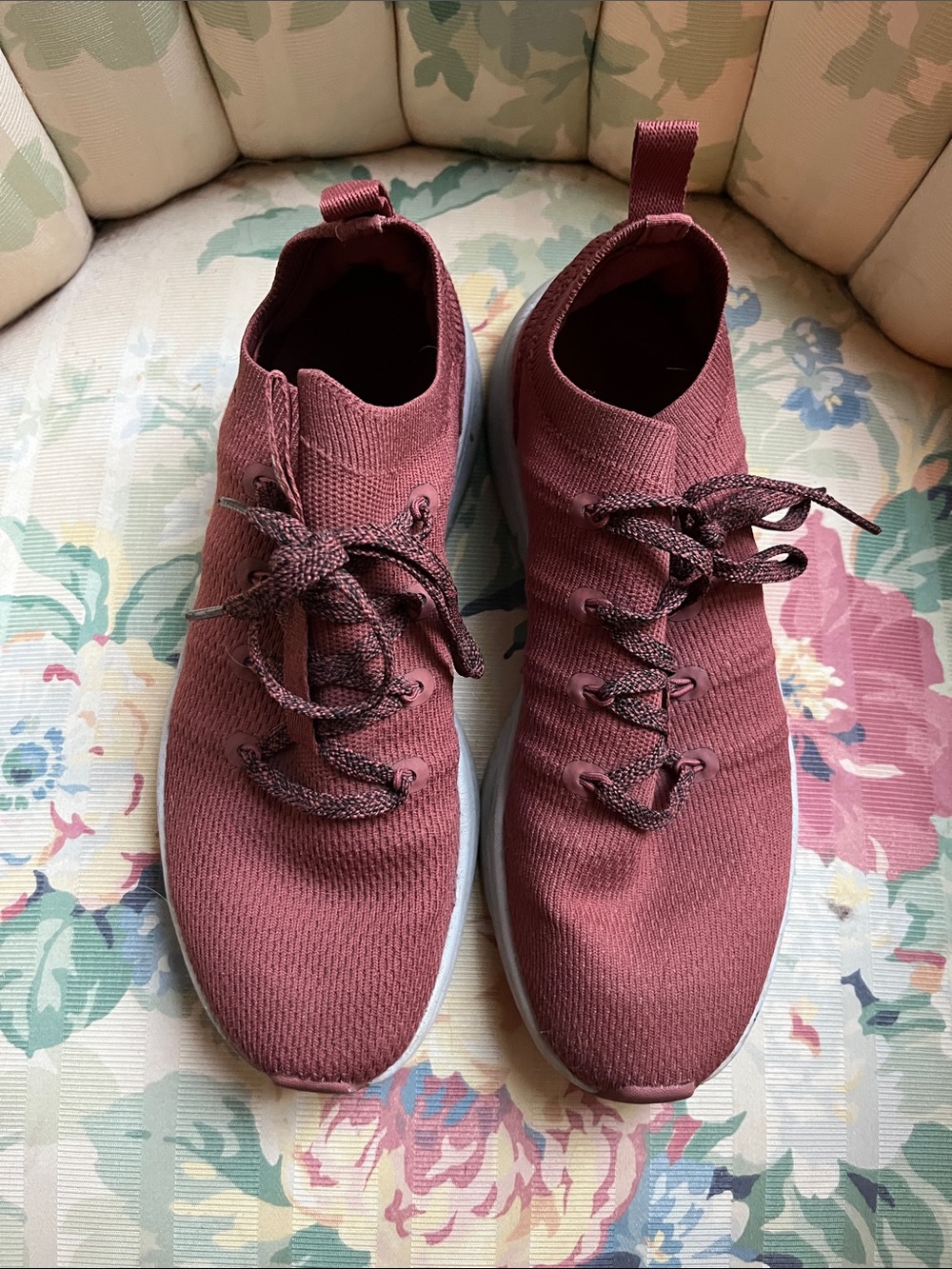 REI Women's Knit Lace-Up Sneakers in Burgundy